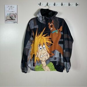 Members Only scooby -Doo Cartoon Raincoat - Black and Gray